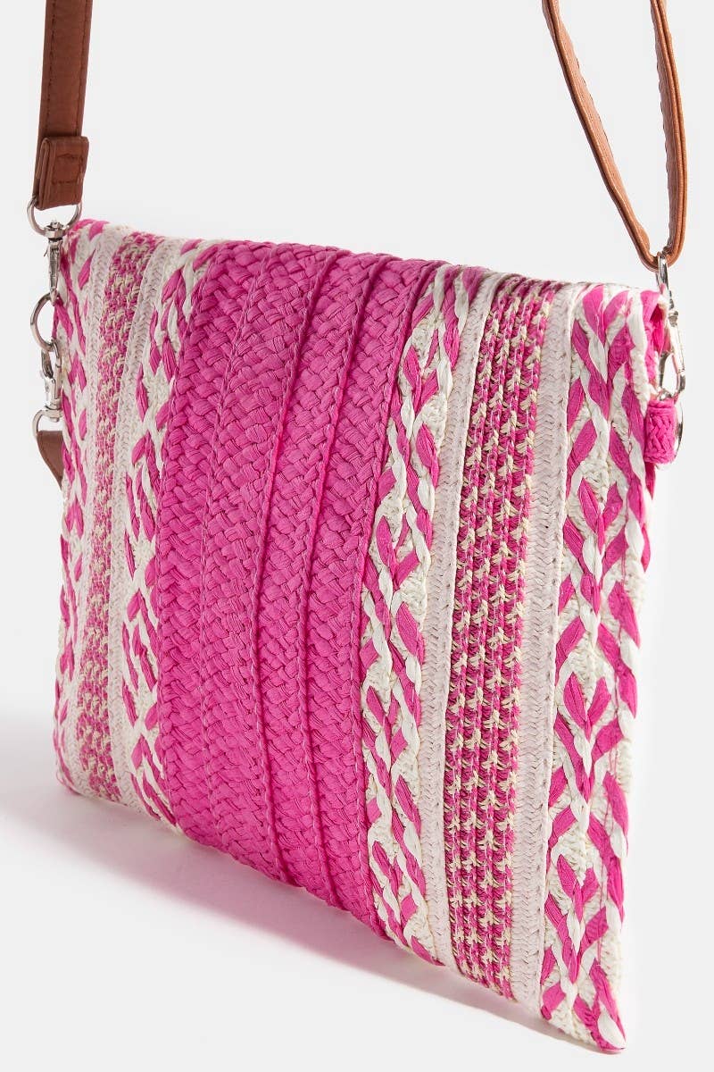 Multi Straw Pattern Envelope Crossbody Bag 926 WEST