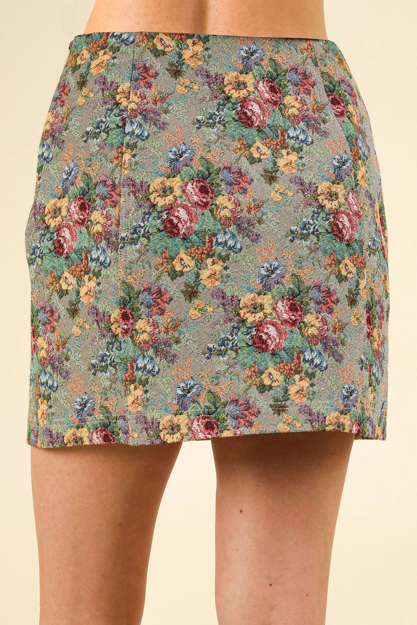VERY J - Floral Jacquard Fabric  Mini Skirt