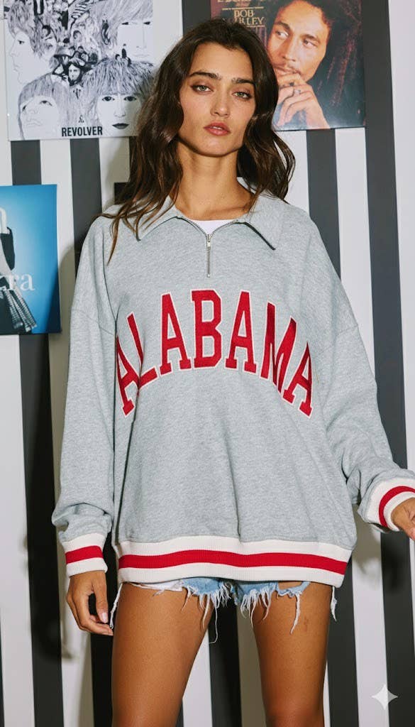 ALABAMA Embroidered Letter Pullover Top