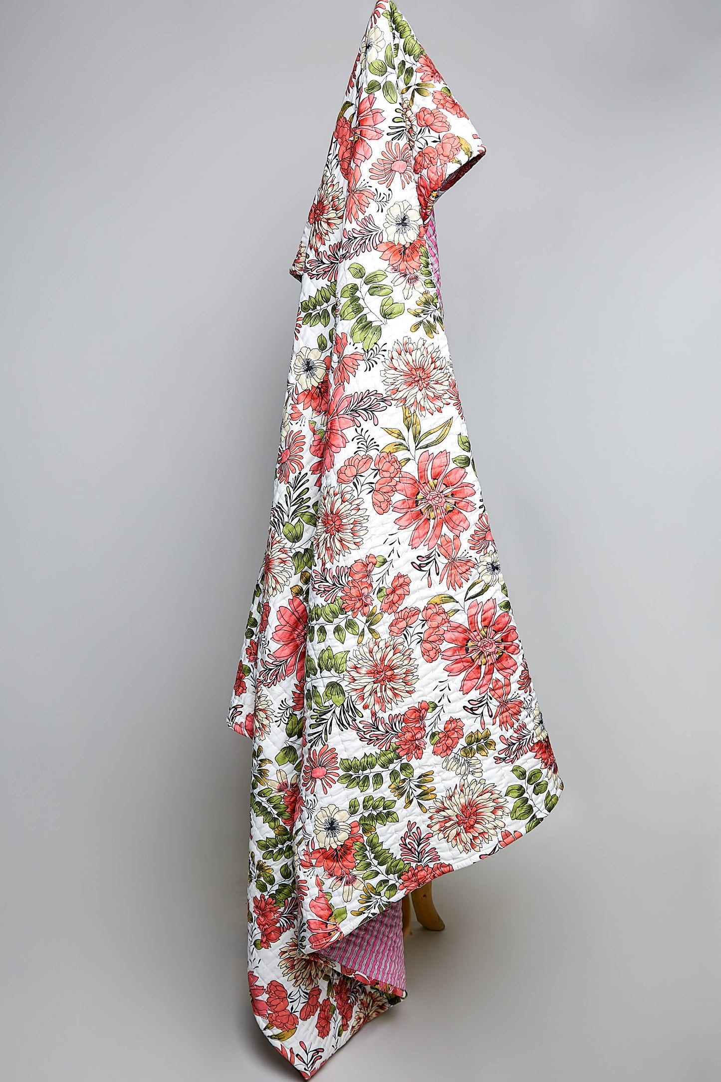 POL Boho Quilted Cotton Stripe Throw Blanket