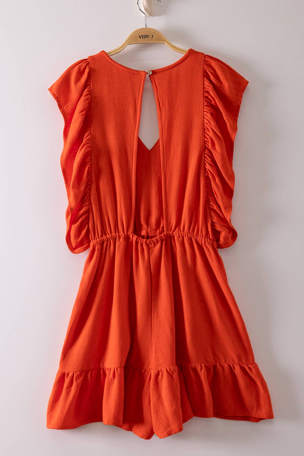 VERY J - Back Cutout Detail Ruffled Sleeve Romper - 926 West