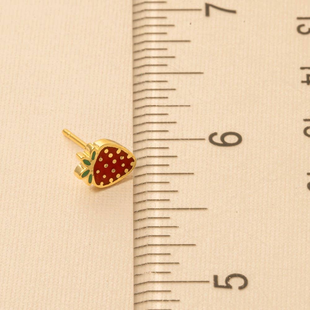 Gold Dipped Epoxy Strawberry Stud Earrings Fame Accessories