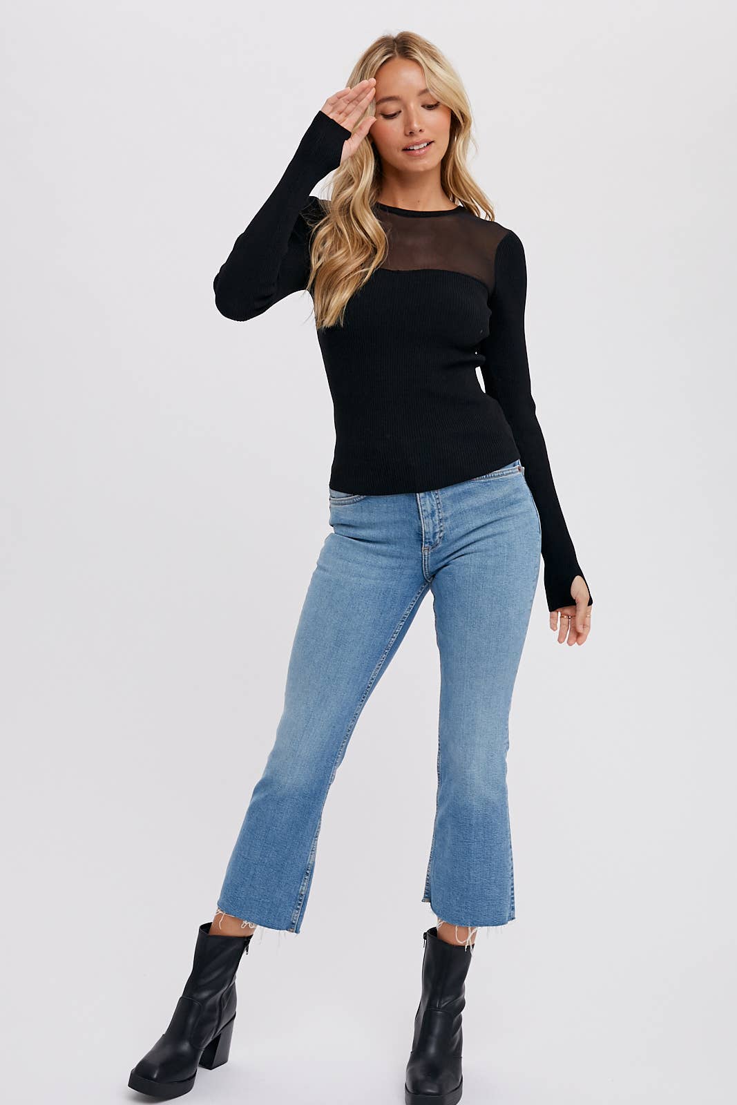 SEMI SHEER SWEETHEART NECK TOP Bluivy