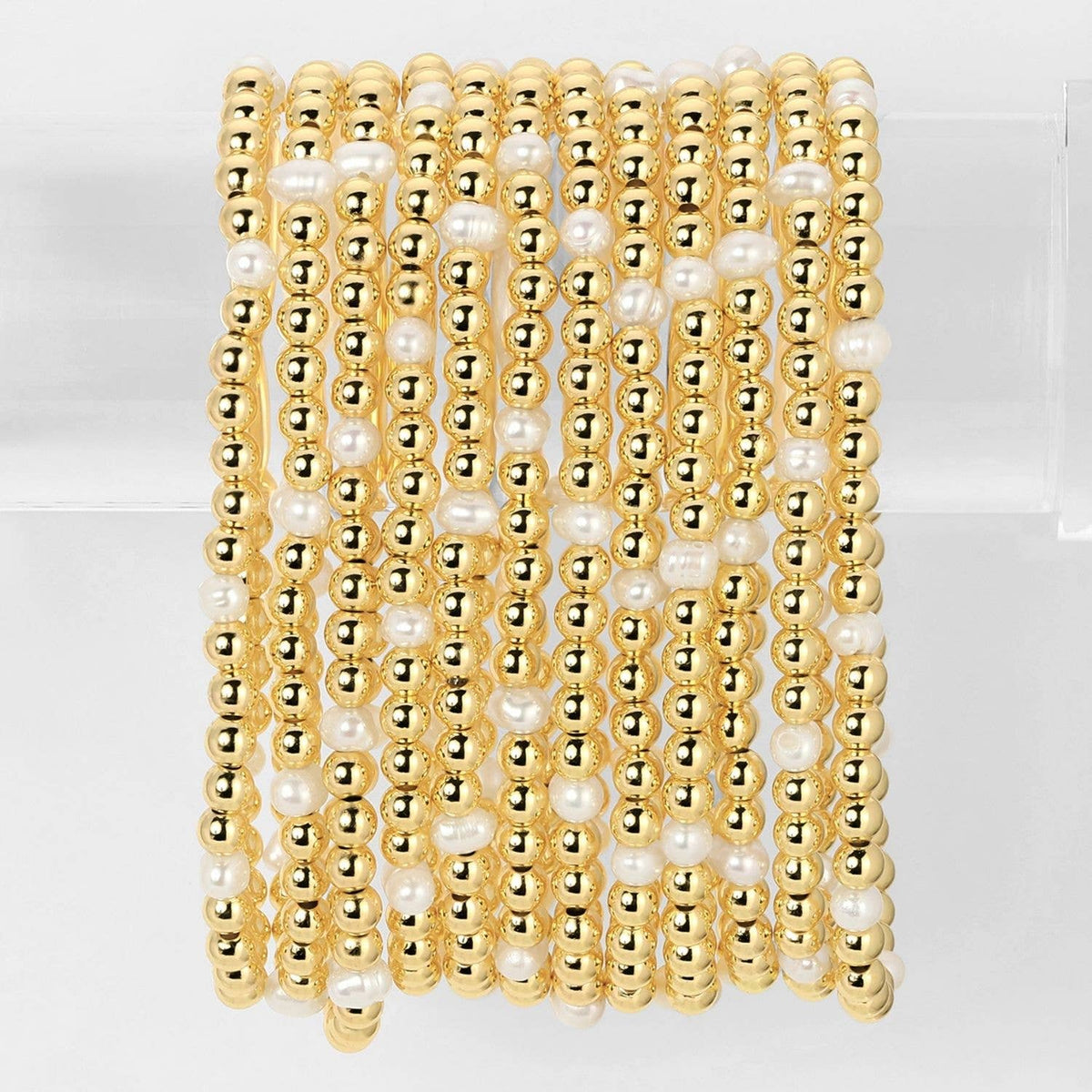 Splendid Iris 4mm Bead & Pearl Stretch Bracelets B3338