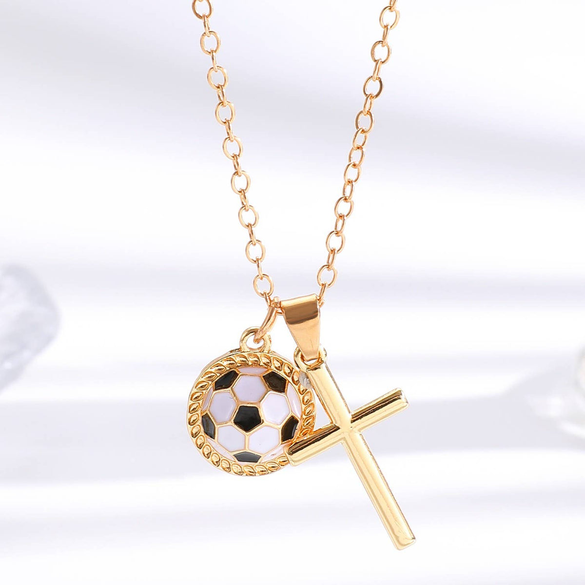 Josslyn Football Enthusiast Cross Necklace