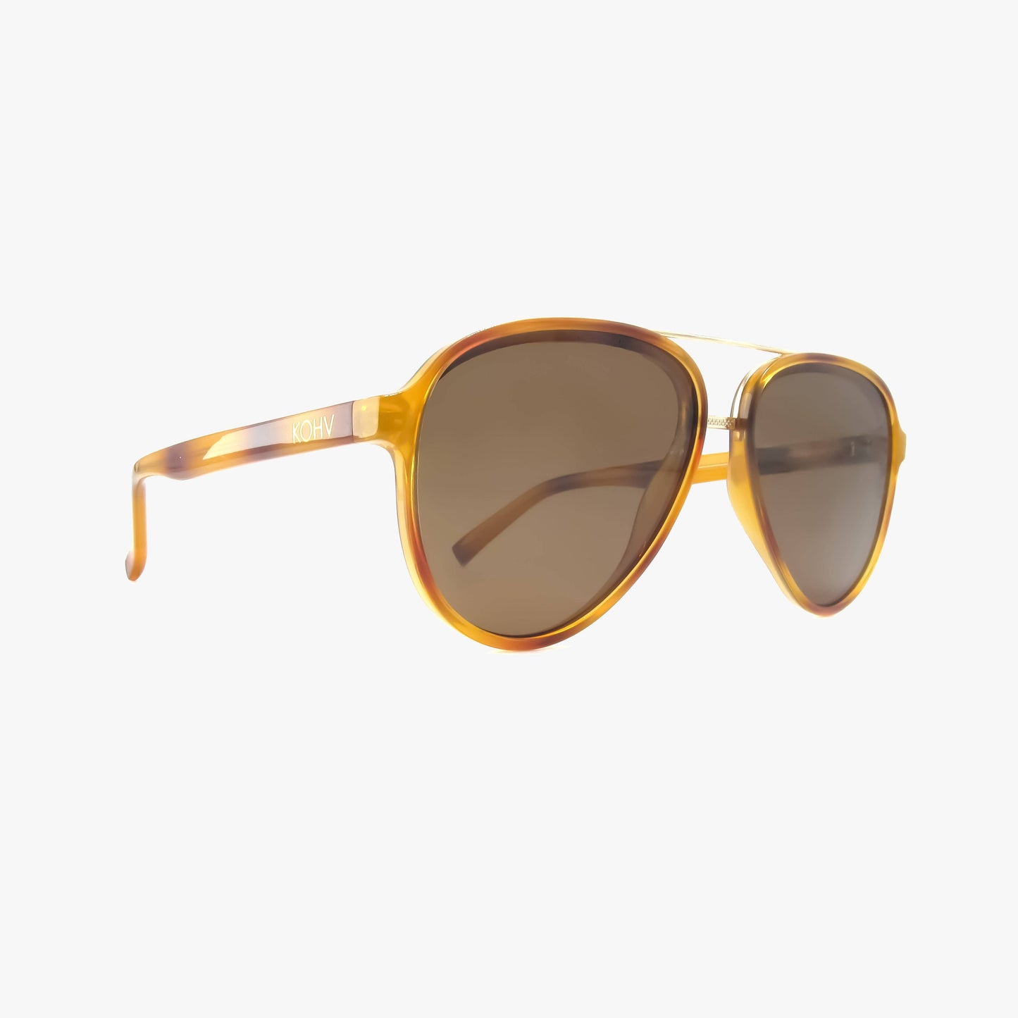 Kohv- KNOX HONEY TORTOISE Polarized Fashion Aviator Sunglasses - 926 West