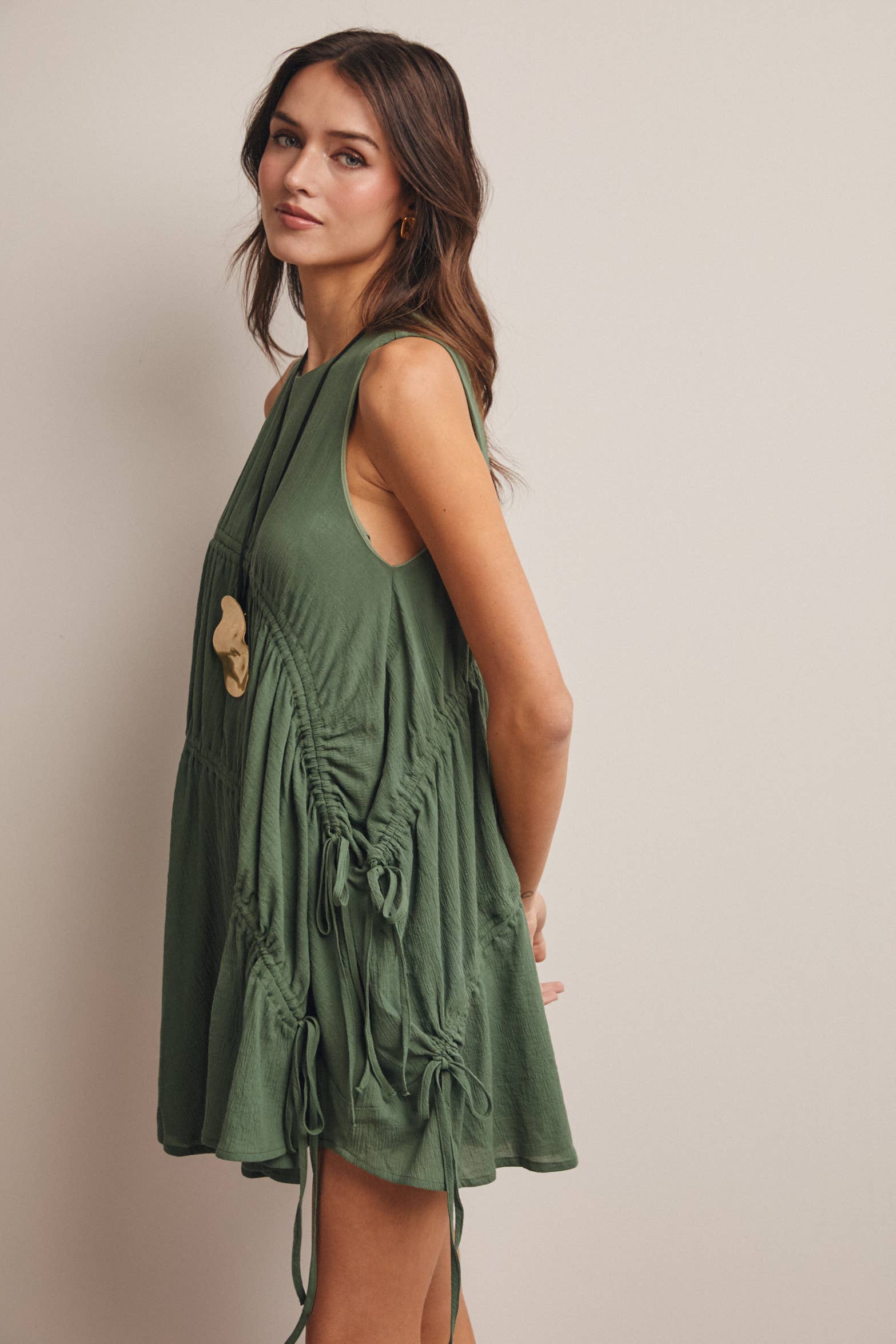 Forte - Ruched Tie-Detail Lined Mini Dress - 926 West