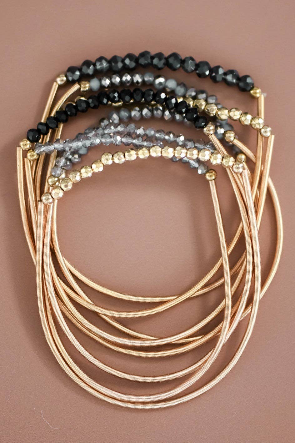 Boho Layered Spring Coil Guitar String Bracelet Set - 926 West