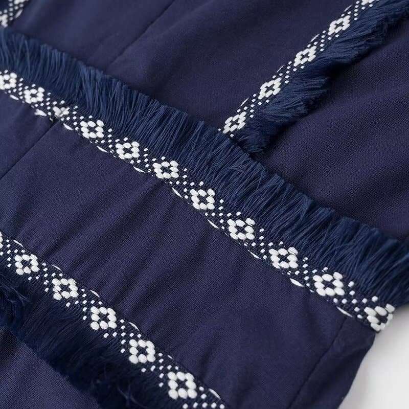 FINAL SALE- MOLLY V-Neck Tassel Panels With Swing Maxi Dresses Rosa Clothing