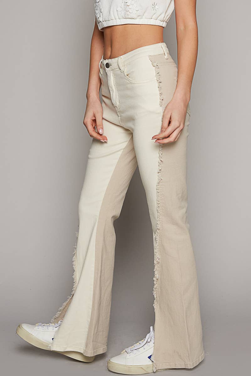 POL Stretchable frayed seam edge slit wide pants Pol Clothing