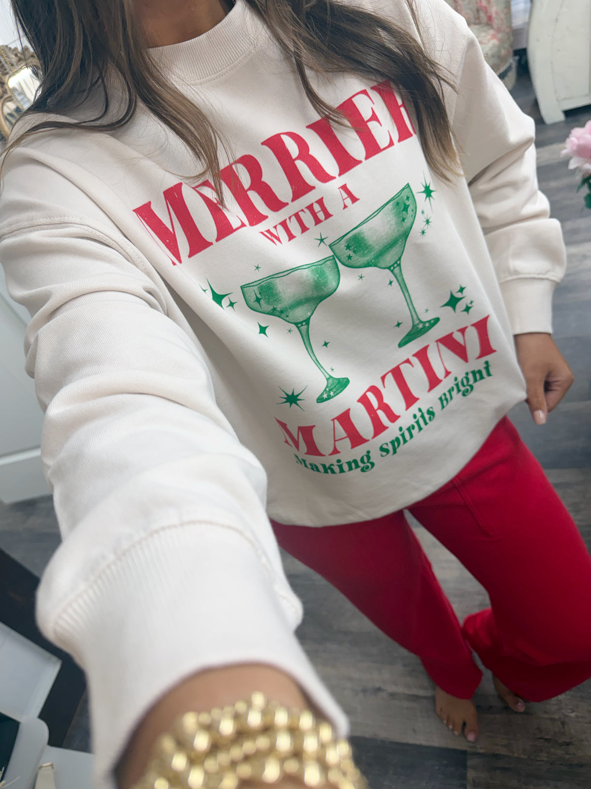 Merrier with A Martini, Graphic Sweatshirt