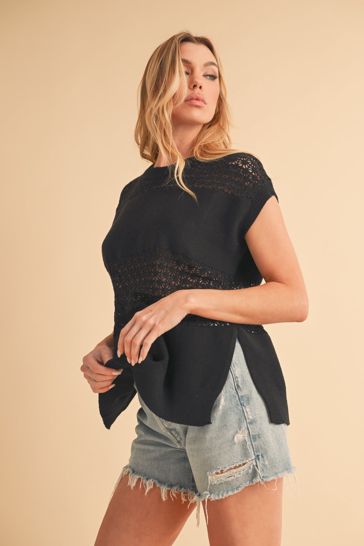 Amei & Co  Ameena Open Stitch Mesh Tank Multiple Colors