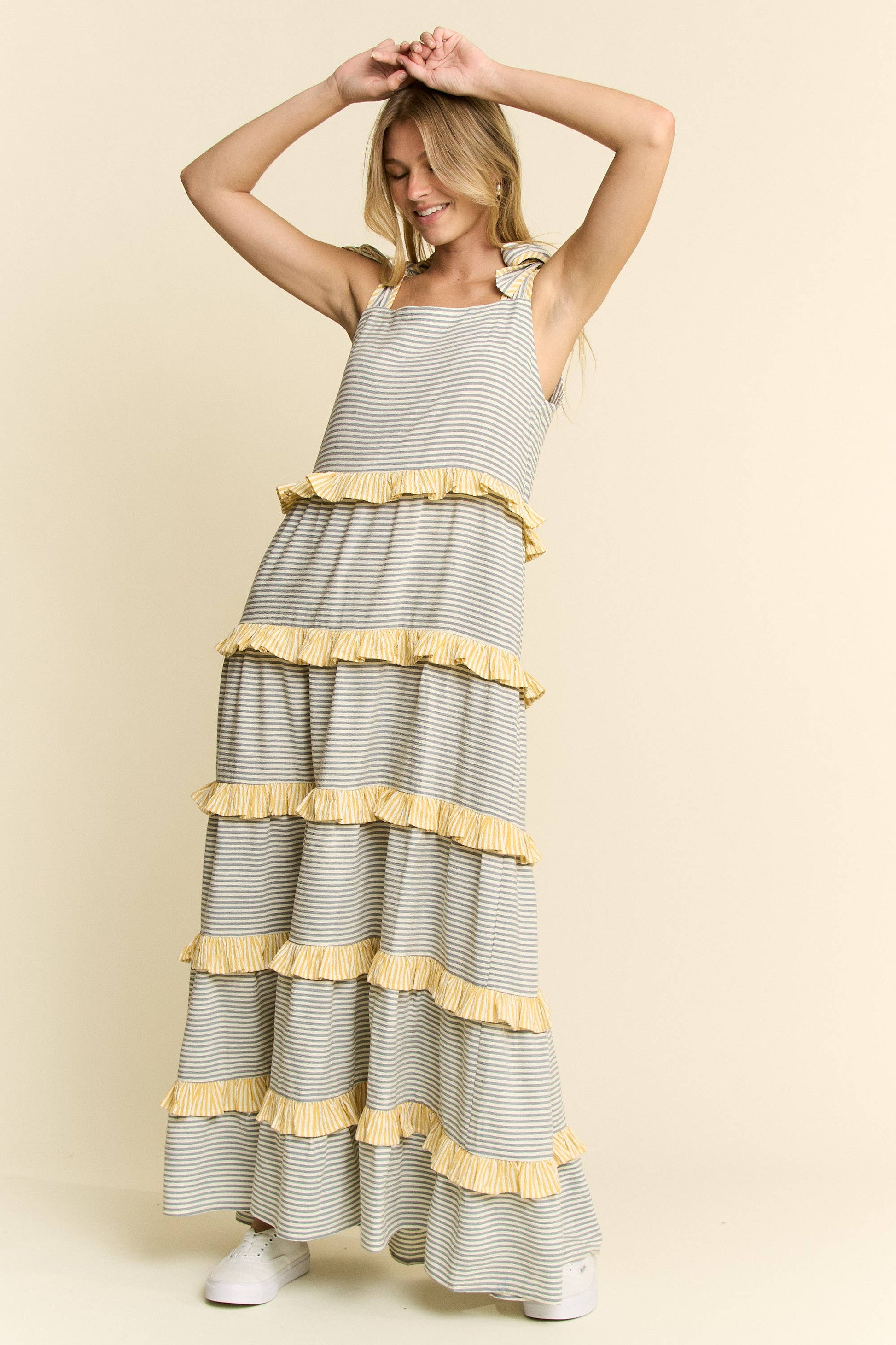 JADE BY JANE - STRIPED TWO TONE TIERED MAXI DRESS - 926 West