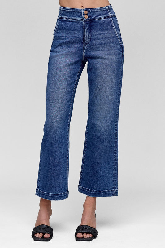 RISEN JEANS -Tummy Control High Rise Crop Boot Wide Waistband Jeans - 926 West