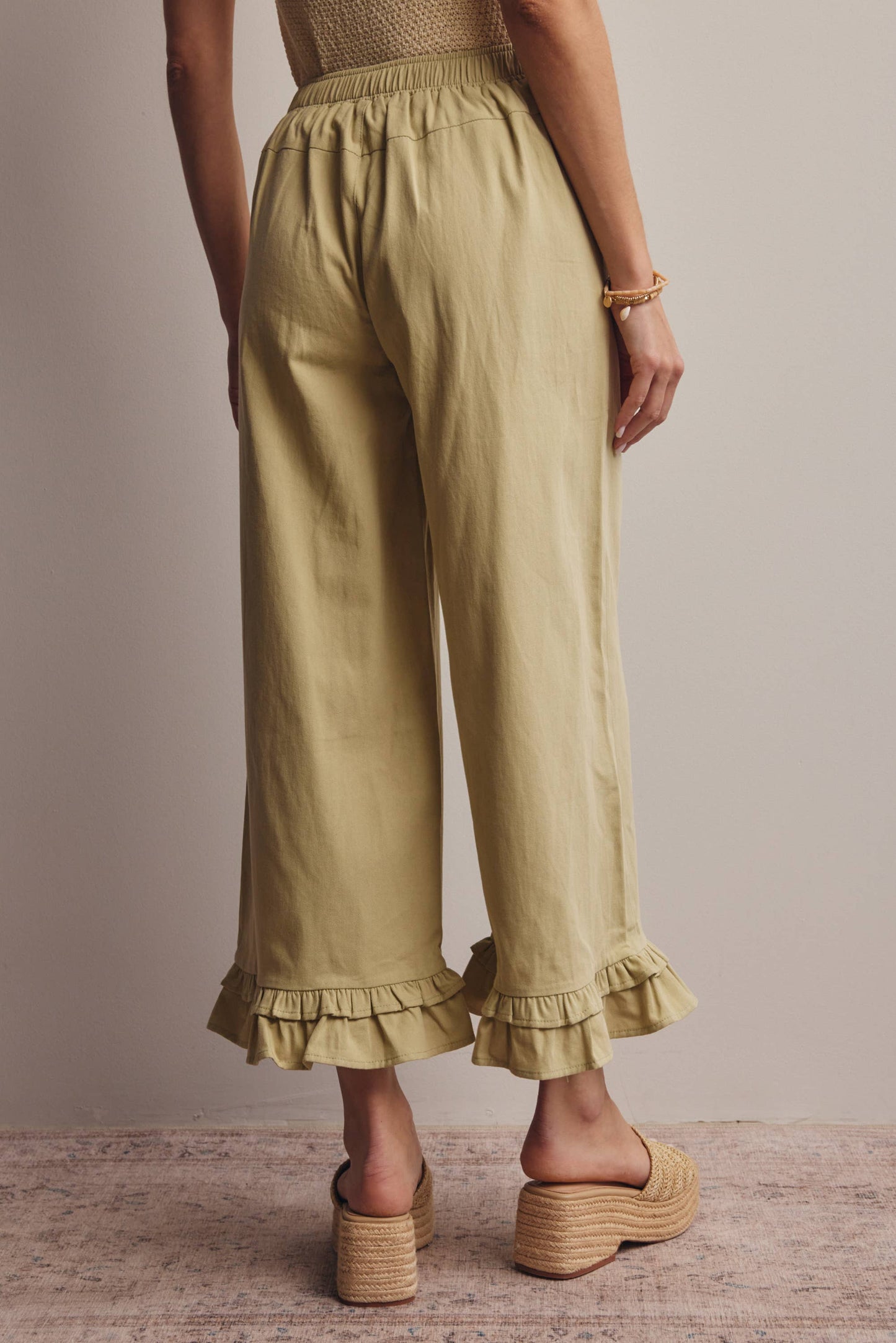Forte - Ruffle Hem Wide-Leg Pants