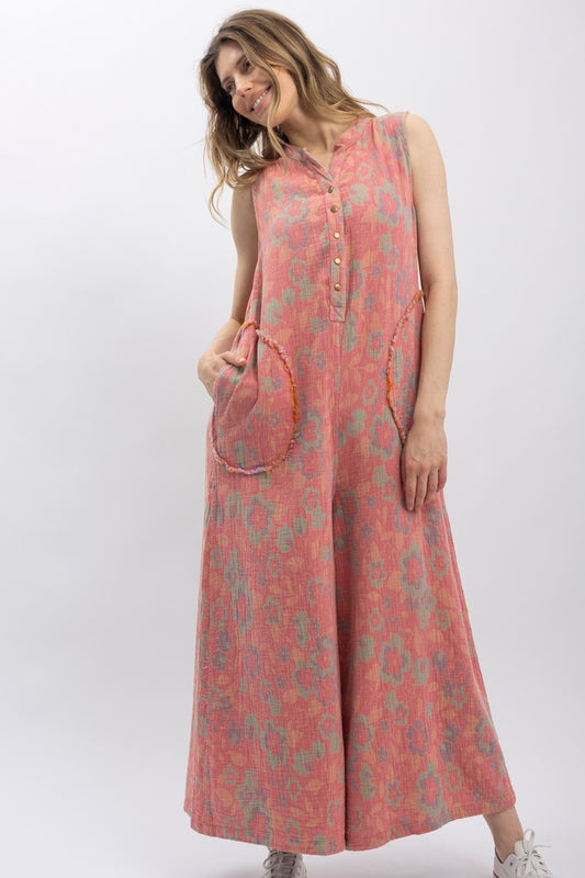 Bluevelvet - Vintage Floral Reversible Sleeveless Jumpsuit