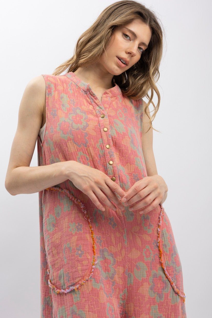 Bluevelvet - Vintage Floral Reversible Sleeveless Jumpsuit