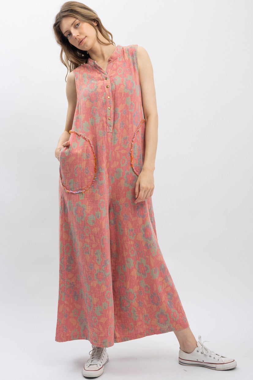 Bluevelvet - Vintage Floral Reversible Sleeveless Jumpsuit