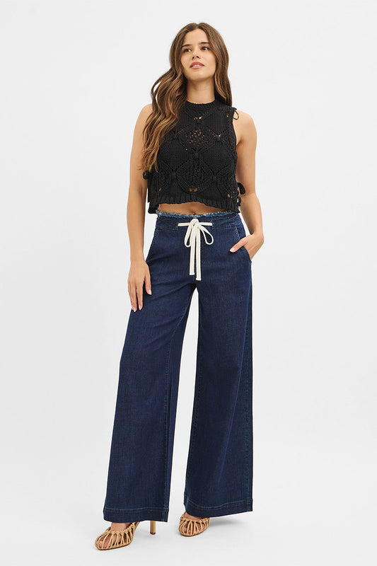 Risen - Slouchy Wide Leg Pants With String