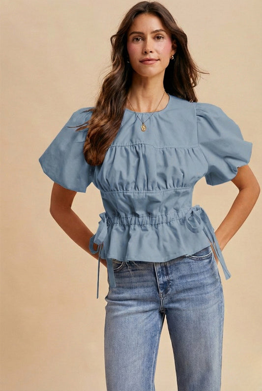 ANNIEWEAR - Heavy Cotton Bubble Sleeve Rushing Blouse - 926 West