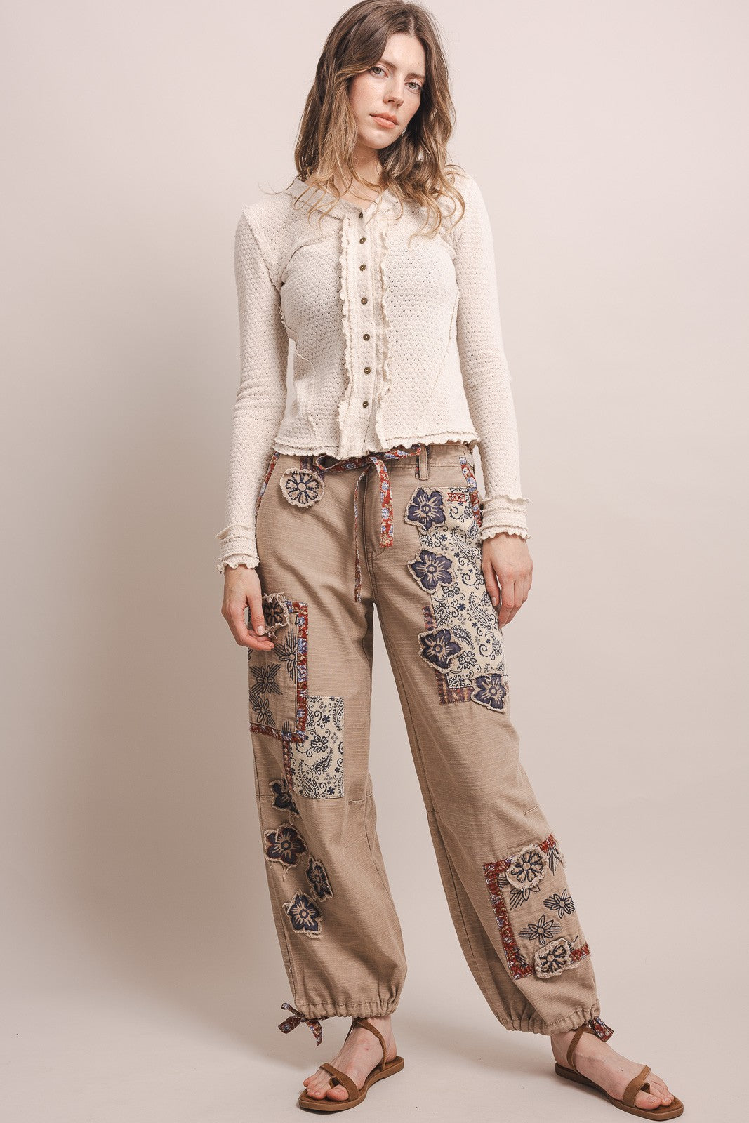 Bluevelvet Patchwork Cargo Jogger Pants