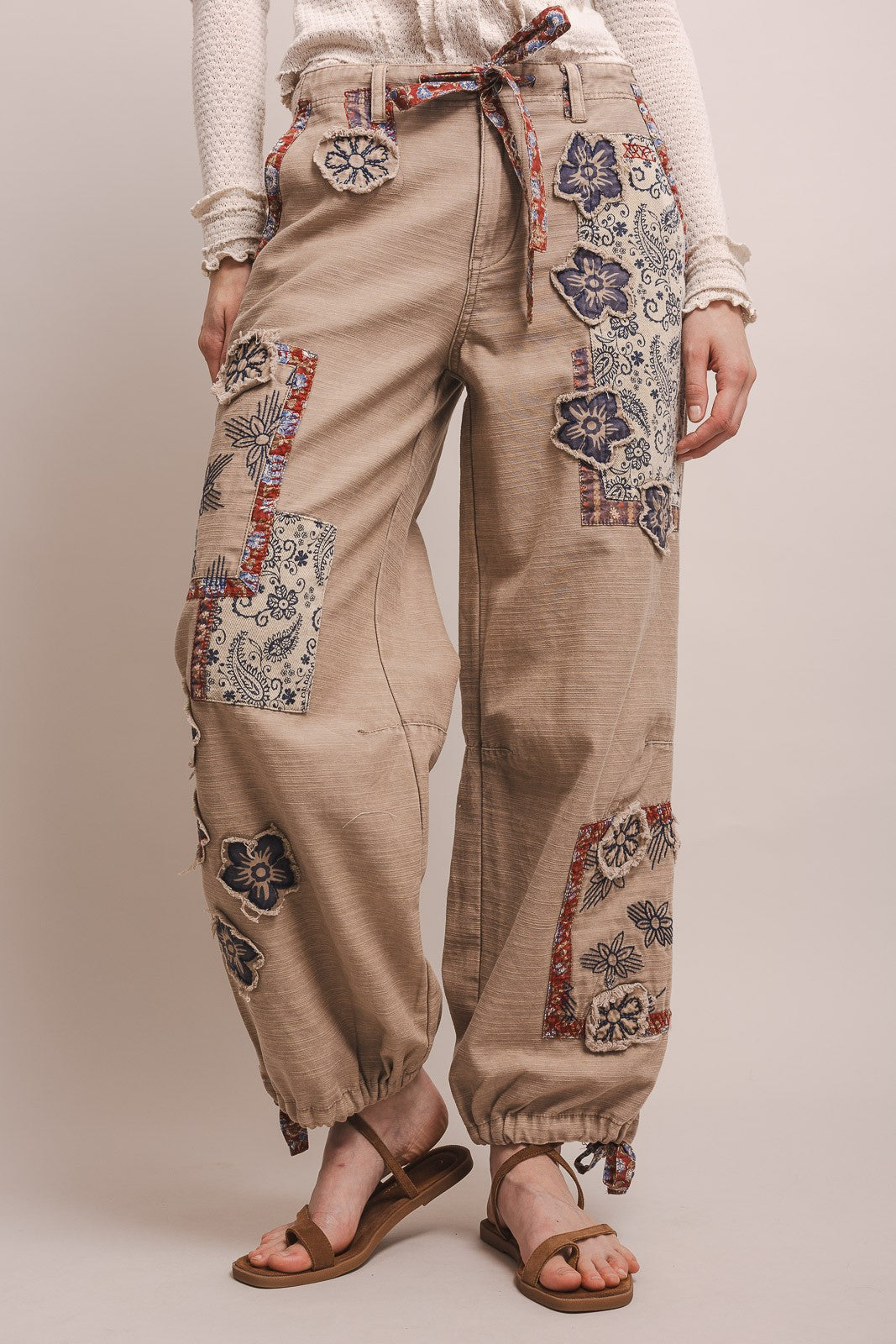 Bluevelvet Patchwork Cargo Jogger Pants