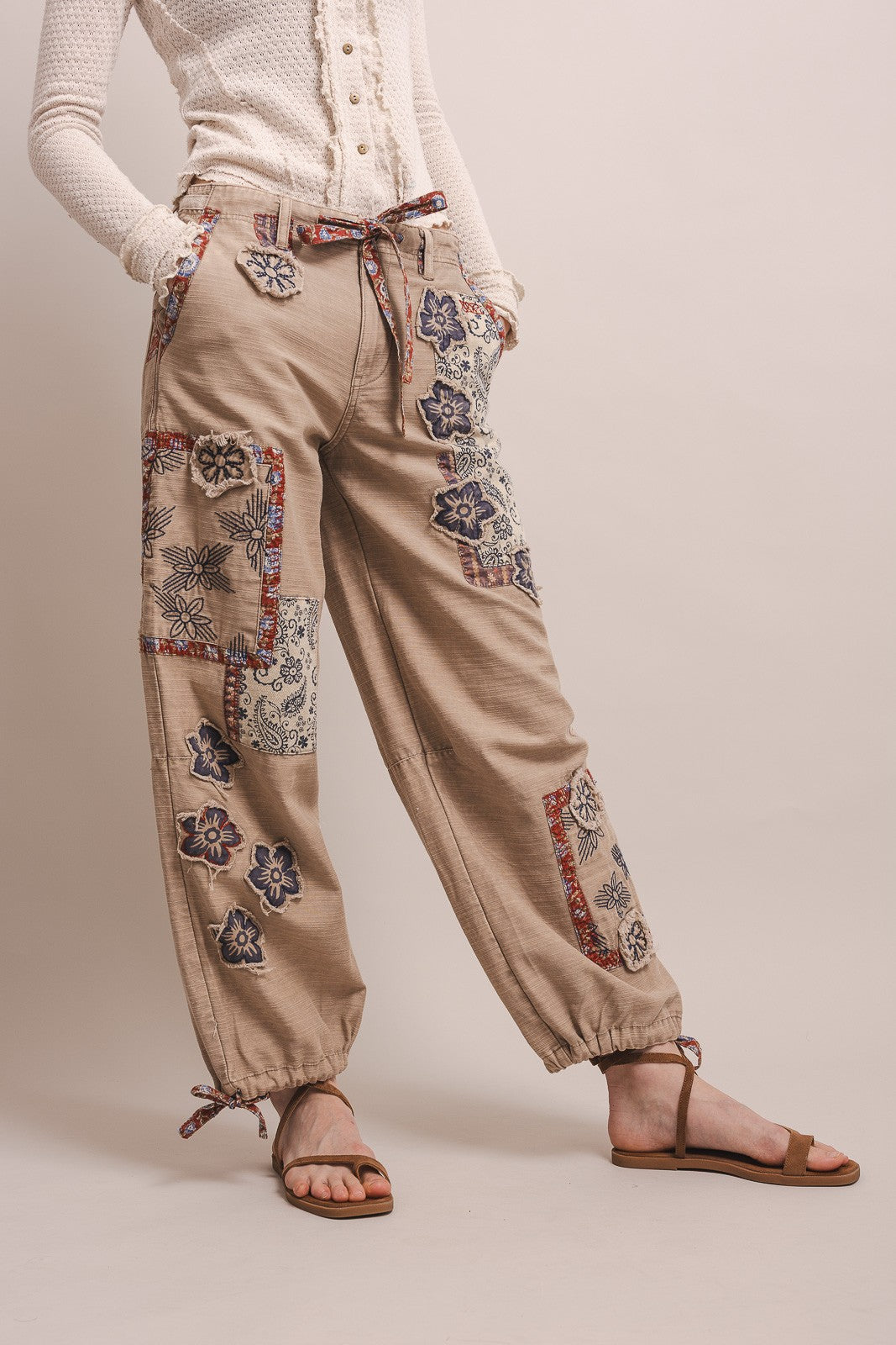 Bluevelvet Patchwork Cargo Jogger Pants