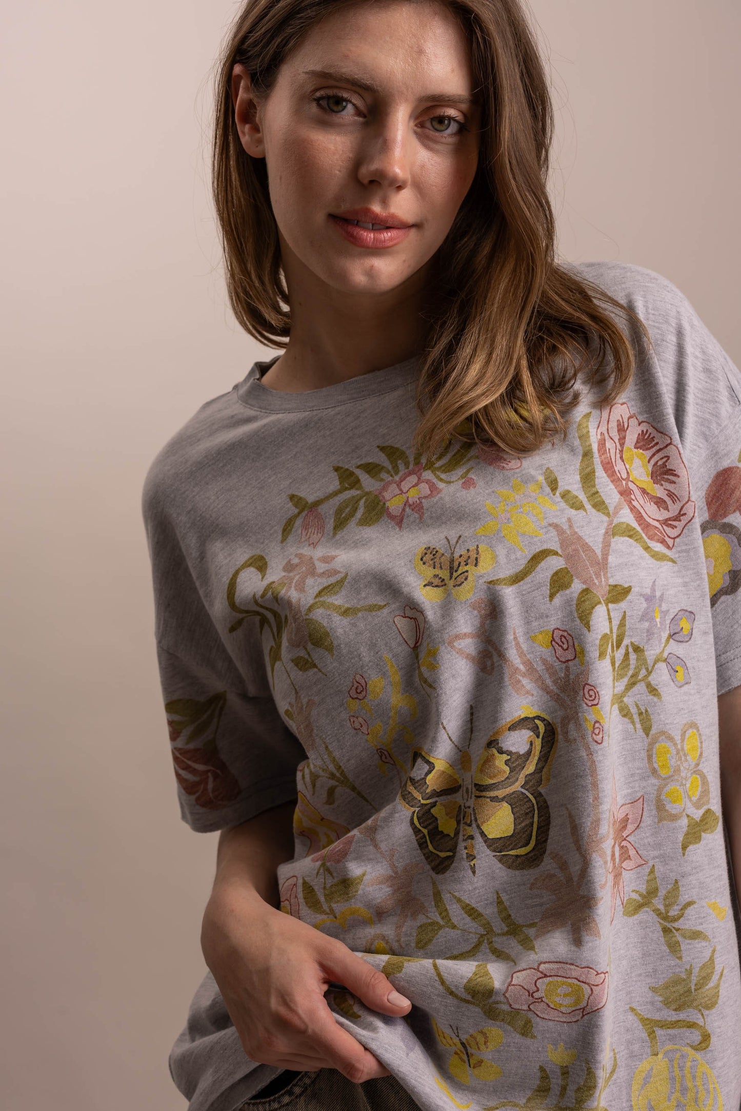 Bluevelvet Butterfly In Garden Print Top