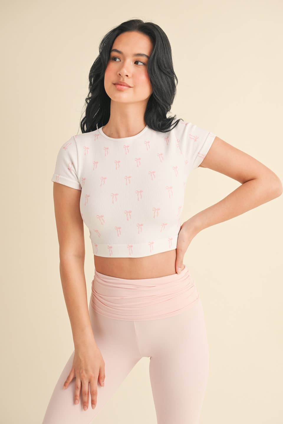 Bow Print Crewneck Baby Tee KIMBERLY C