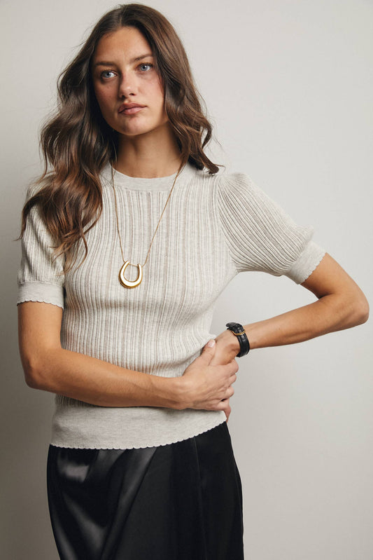 Forte- Textured Knit Puff Sleeve Top - 926 West