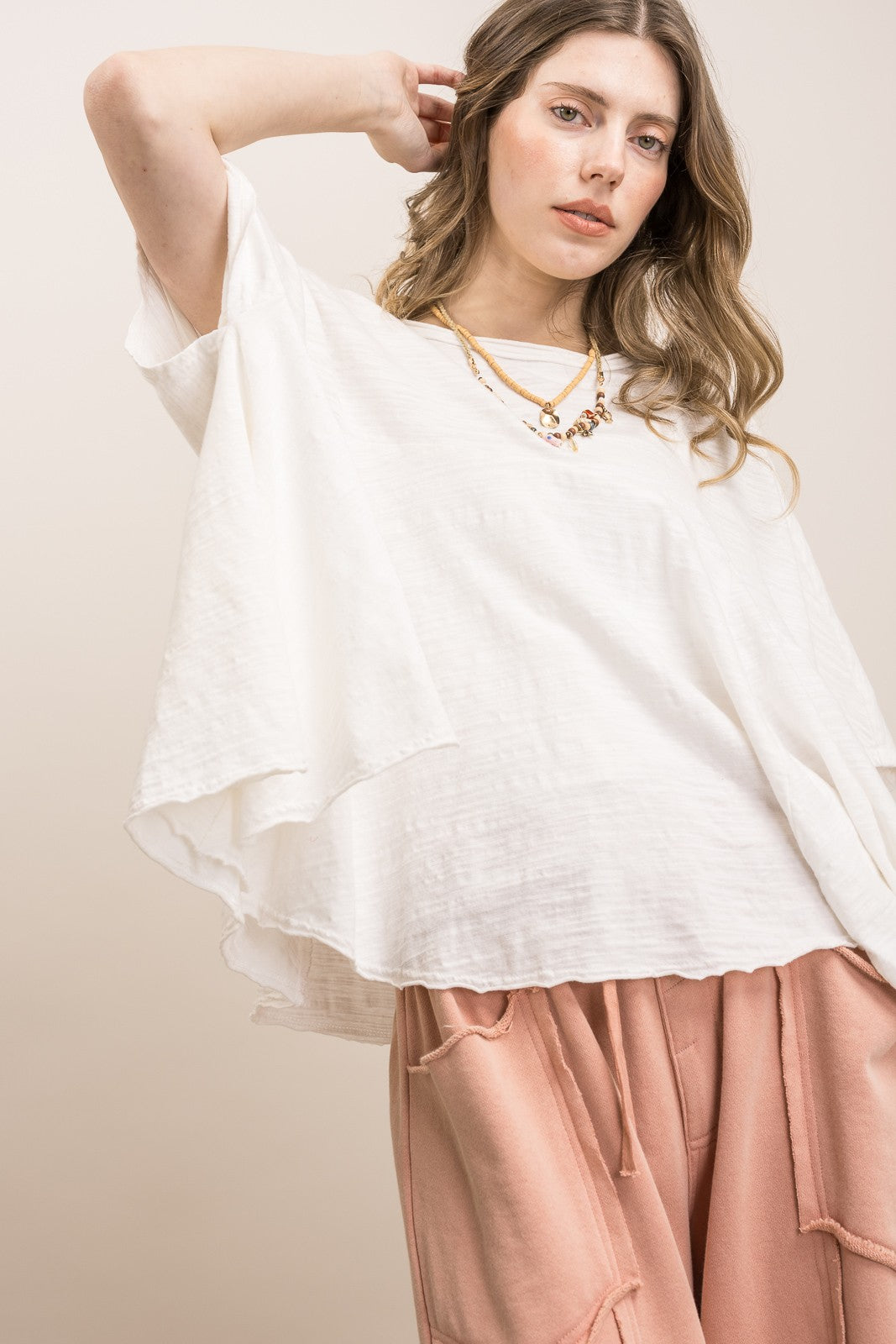 Bluevelet - Asymmetric Hem Oversized Top