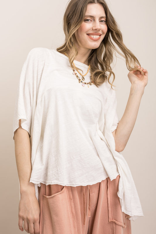 Bluevelet - Asymmetric Hem Oversized Top