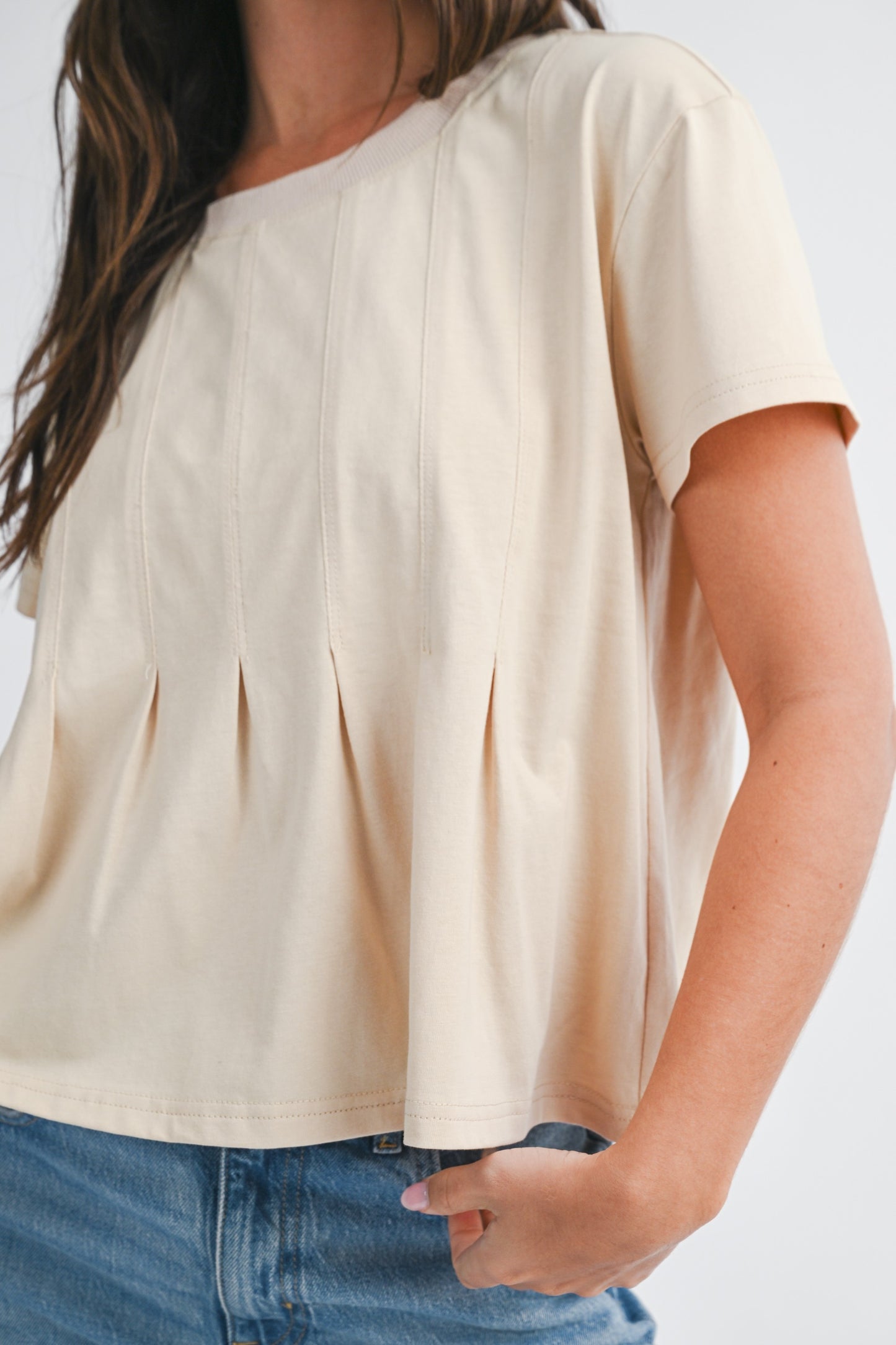 Pleated Swing Tee Top Multiple Colors