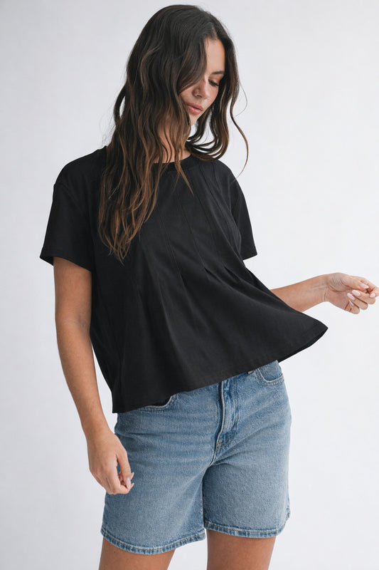 Pleated Swing Tee Top Multiple Colors