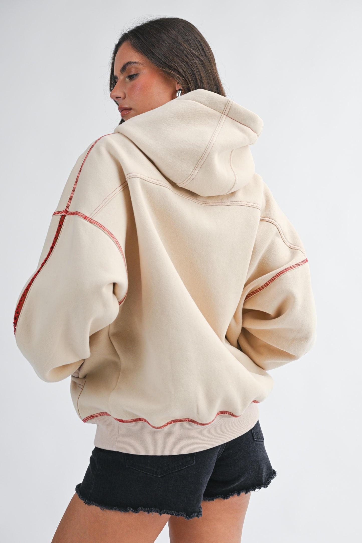 Aemi & Co Contrast Stitch Oversized Hoodie