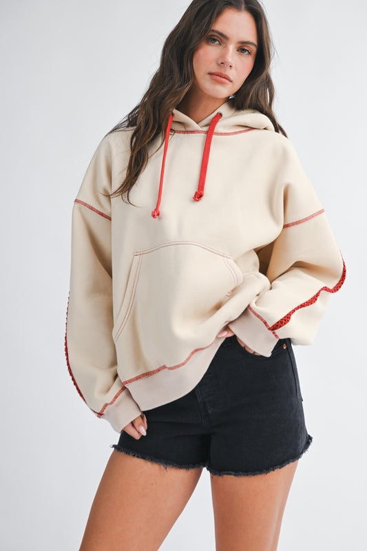Aemi & Co Contrast Stitch Oversized Hoodie