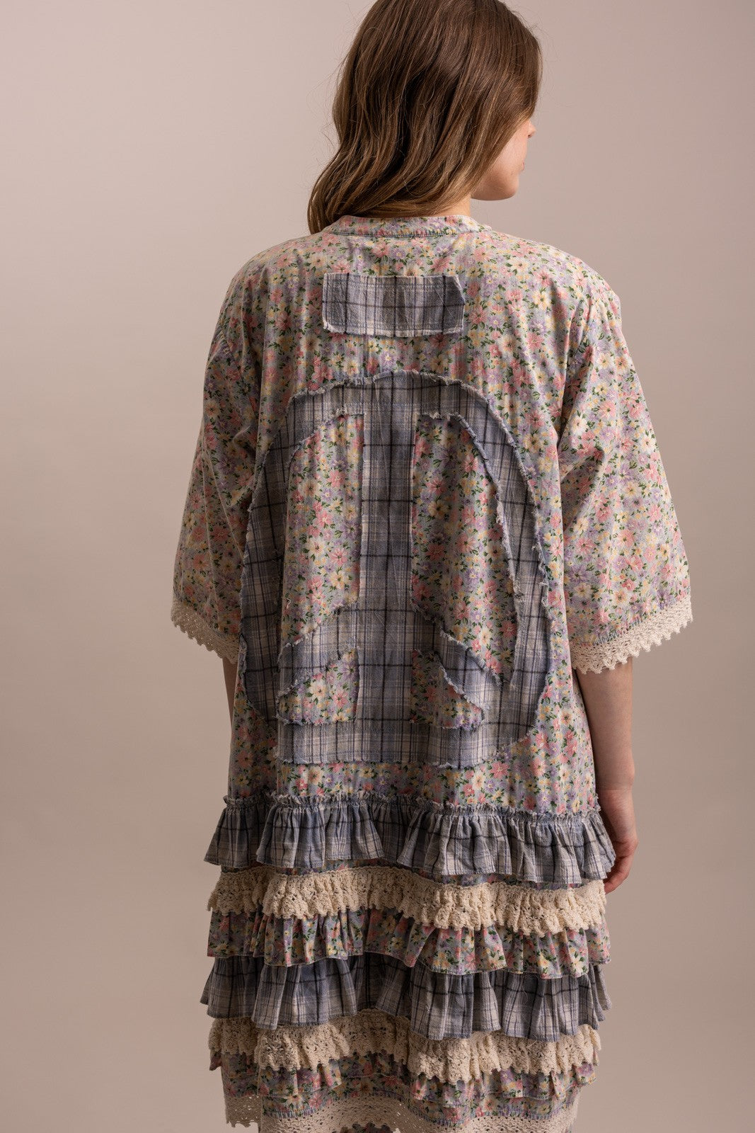 Bluevelvet Peace & Patchwork Tiered Ruffle Duster