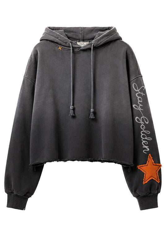 Star Stay Golden Dip-dye Crop Hoodie