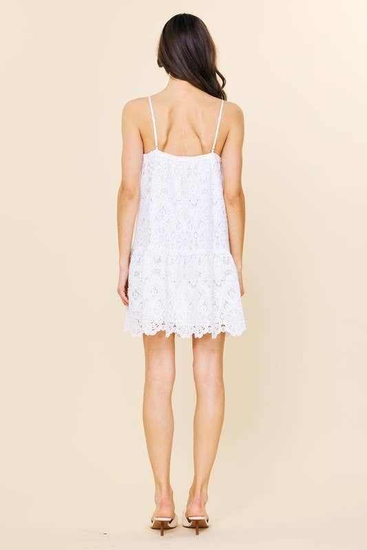SKIES ARE BLUE - Lace Mini Dress With Scalloped Hem - 926 West