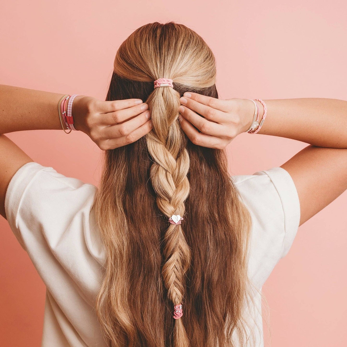 "Hope" Silver and Pink Breast Cancer Awareness Hair Tie Bracelets