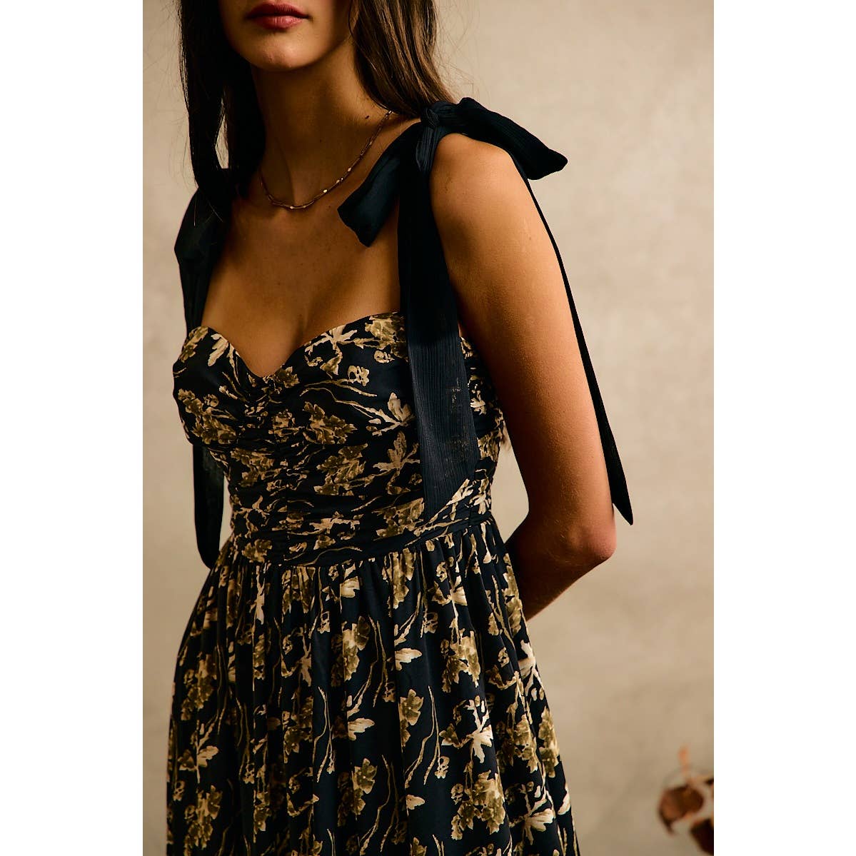 So Me Floral Print Ribbon Strap Maxi Dress