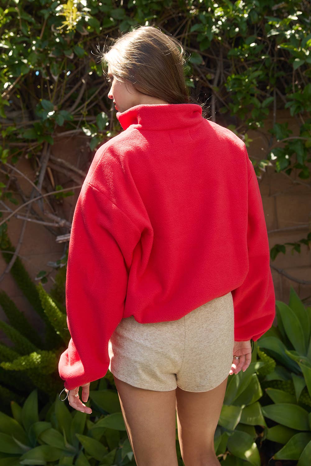 GEORGIA | Embroidered Fleece Mock-Neck Zip-Up Jacket