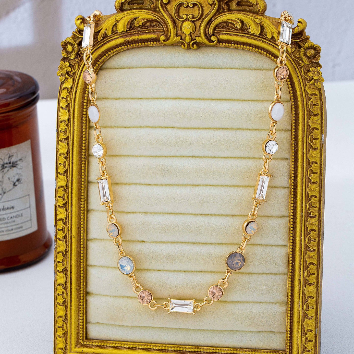 Mixed-Cut Crystal Station Statement Necklace