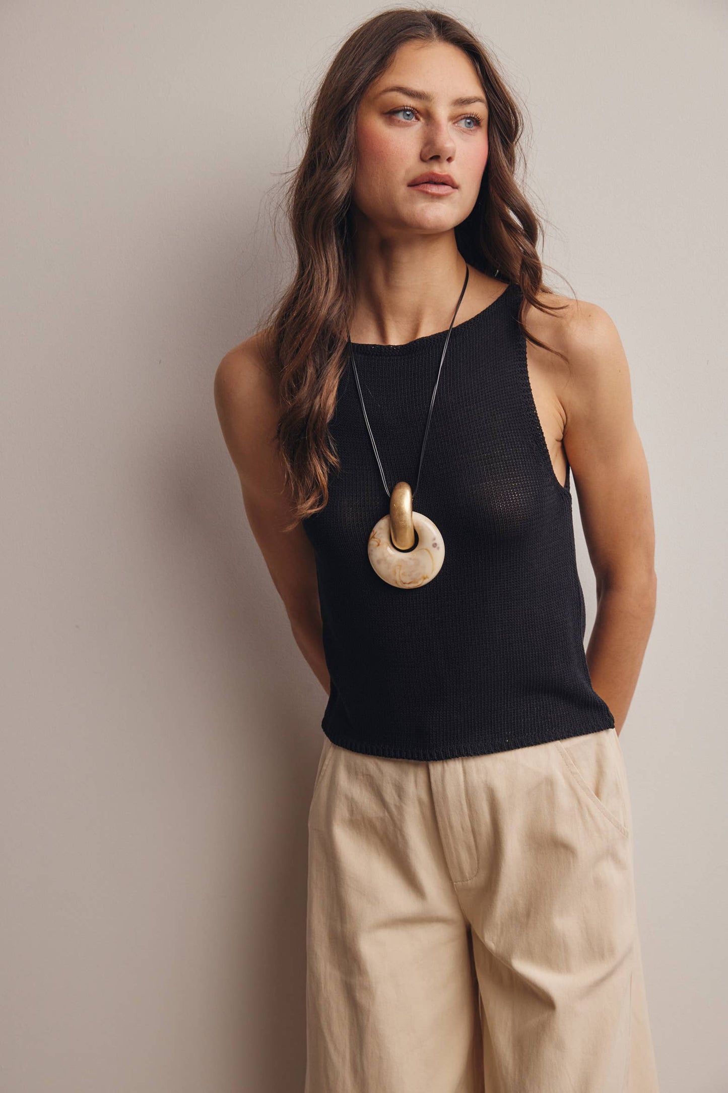 Forte Sleeveless Cotton Knit Tank Top - 926 West