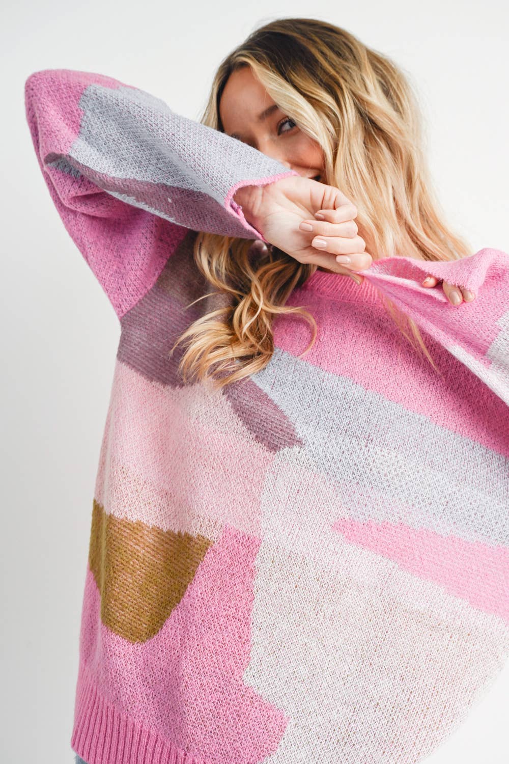 ABSTRACT KNIT SWEATER PULLOVER Bluivy