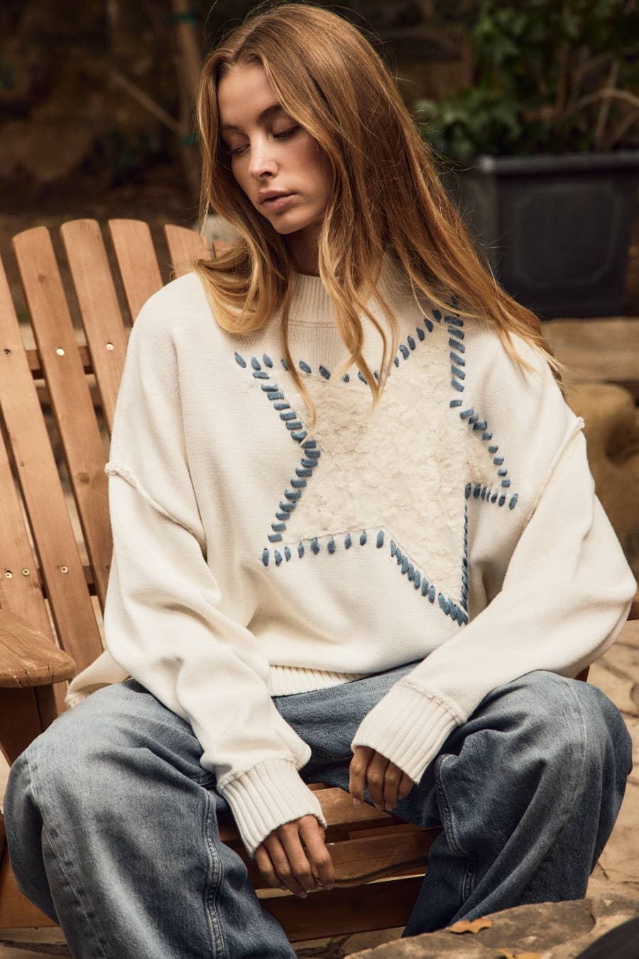 Star Long-sleeve Oversized Sweatshirt