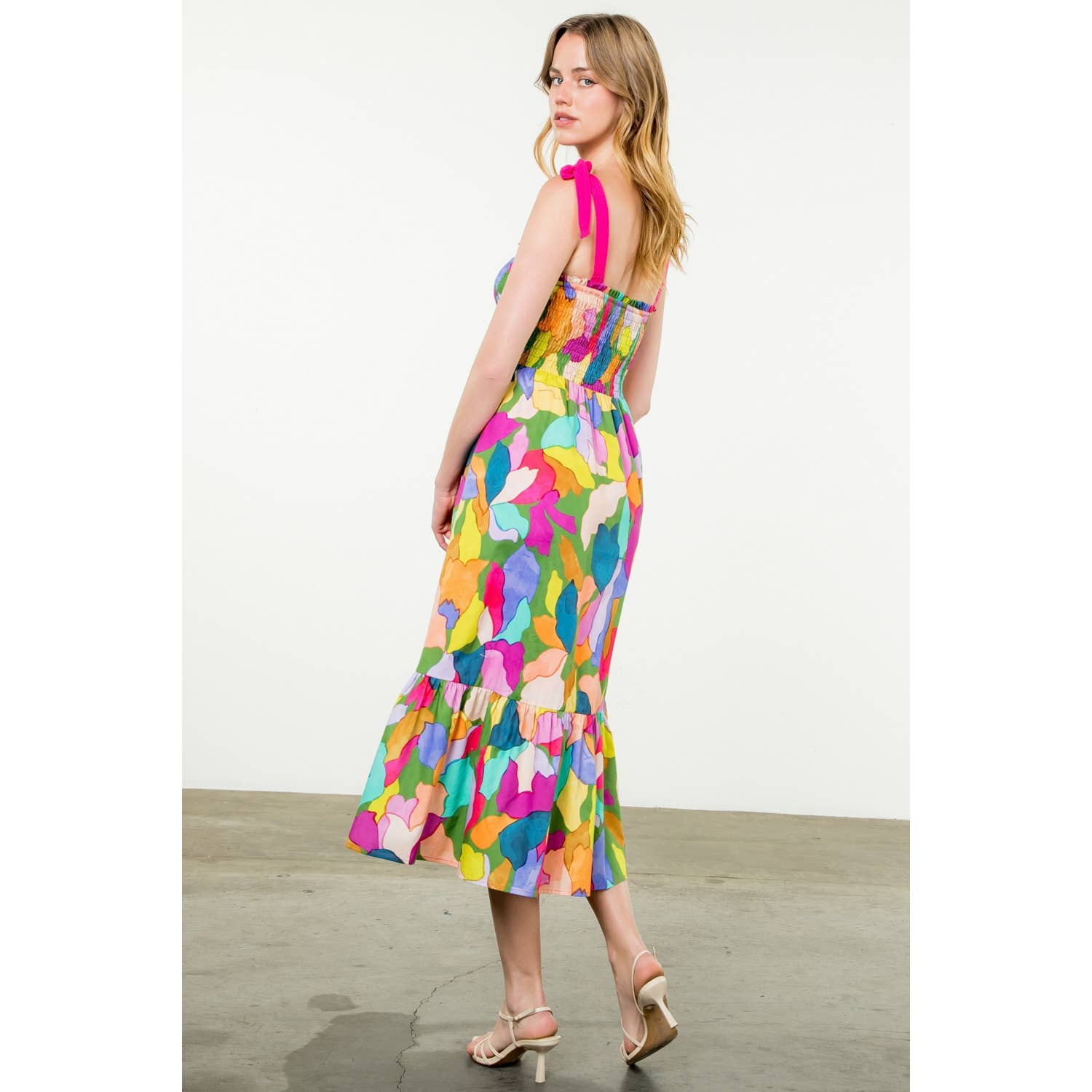 Tie Strap Multi Color Print Dress 926 WEST