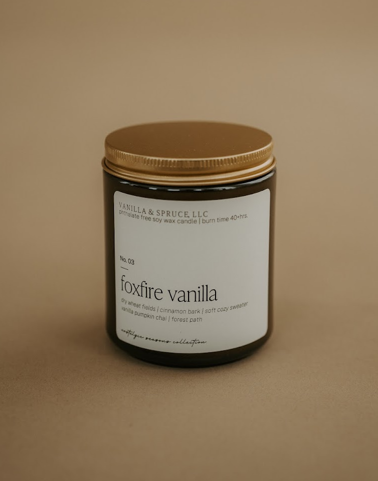 7 oz Candle - Foxfire Vanilla Vanilla and Spruce, LLC