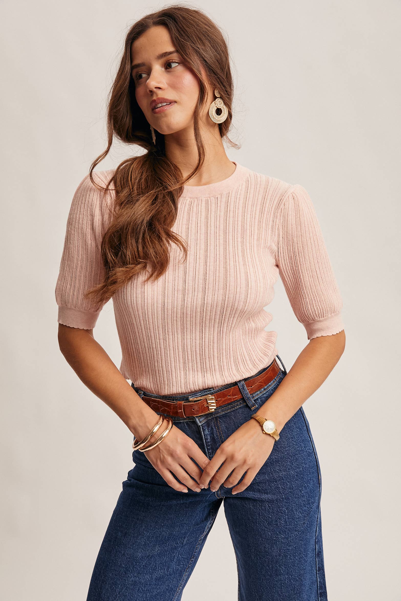 Forte- Textured Knit Puff Sleeve Top - 926 West