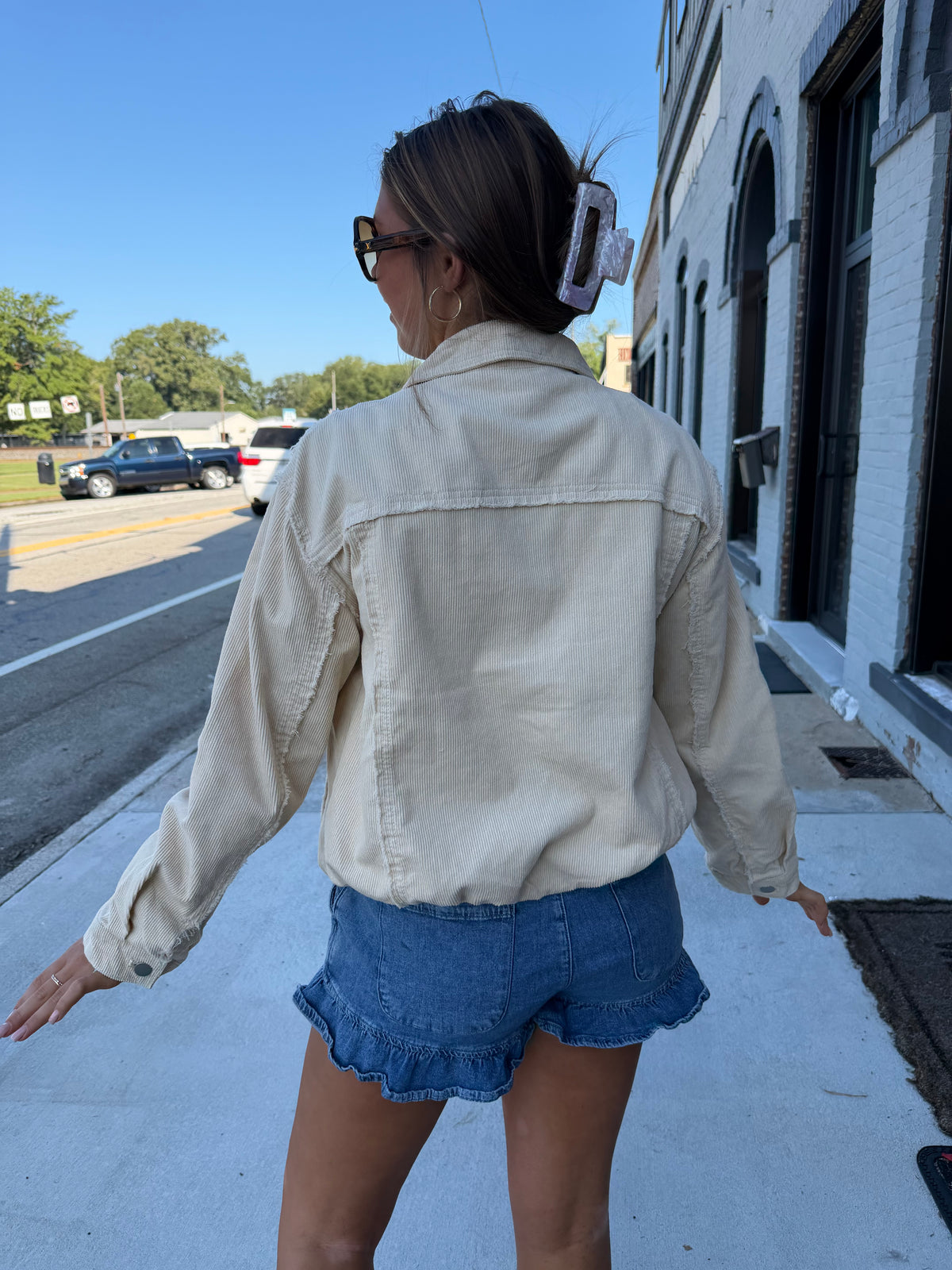 Easel Corduroy Bubble Hem Jacket
